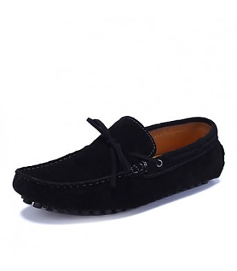 Men's Shoes Casual Suede Boat Shoes Black/Blue  