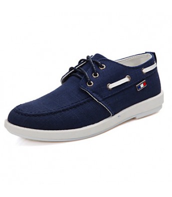 Men's Shoes Casual Fabric Boat Shoes Blue/White  