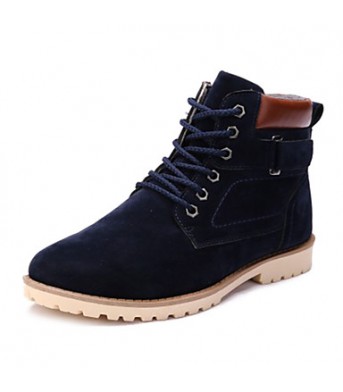Shoes Fleece Casual Boots Casual Flat Heel Lace-up Black / Blue / Brown  