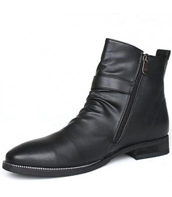Shoes Casual Leather Boots Elevator Shoes Black  
