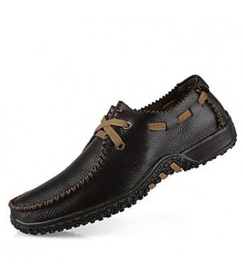 Men's Shoes Casual Leather Oxfords Black/Brown/Yellow/Khaki  