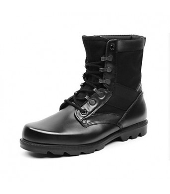 Shoes Leather / Canvas Outdoor / Athletic Boots Outdoor / Athletic Flat Heel Lace-up Black  