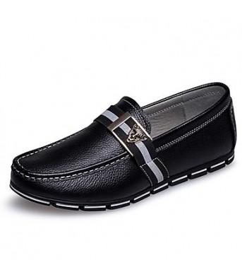 Leather Casual Loafers Casual Flat Heel Black / Blue / Brown / White  