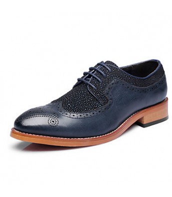 Men's Shoes Wedding/Office & Career/Party & Evening Patent Leather Oxfords Black/Blue  
